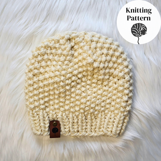 *FREE* Seed Stitch Beanie Knitting Pattern | Beginner-Friendly