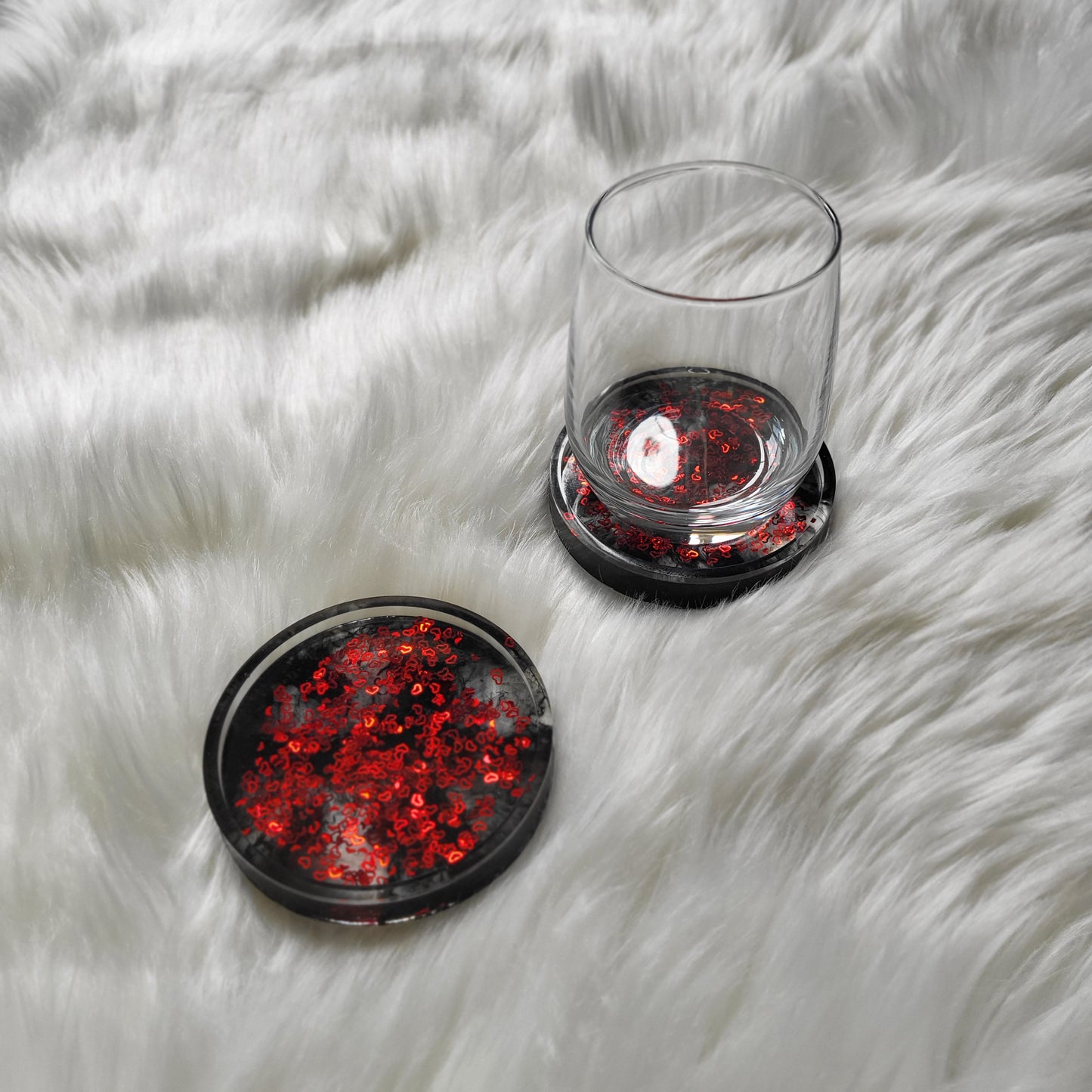 Queen of Hearts Glitter Coasters | Set of 2