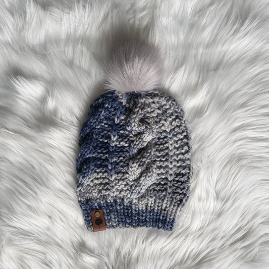 Denim Dreams | New Year, Same Me Beanie Knitting Kit with Pompom | Bulky