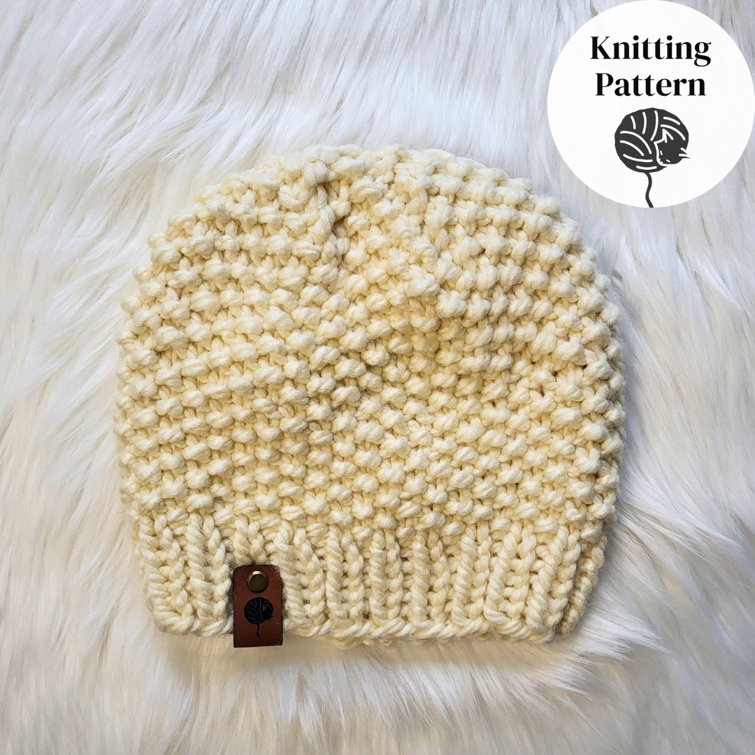 *FREE* Seed Stitch Beanie Knitting Pattern | Beginner-Friendly