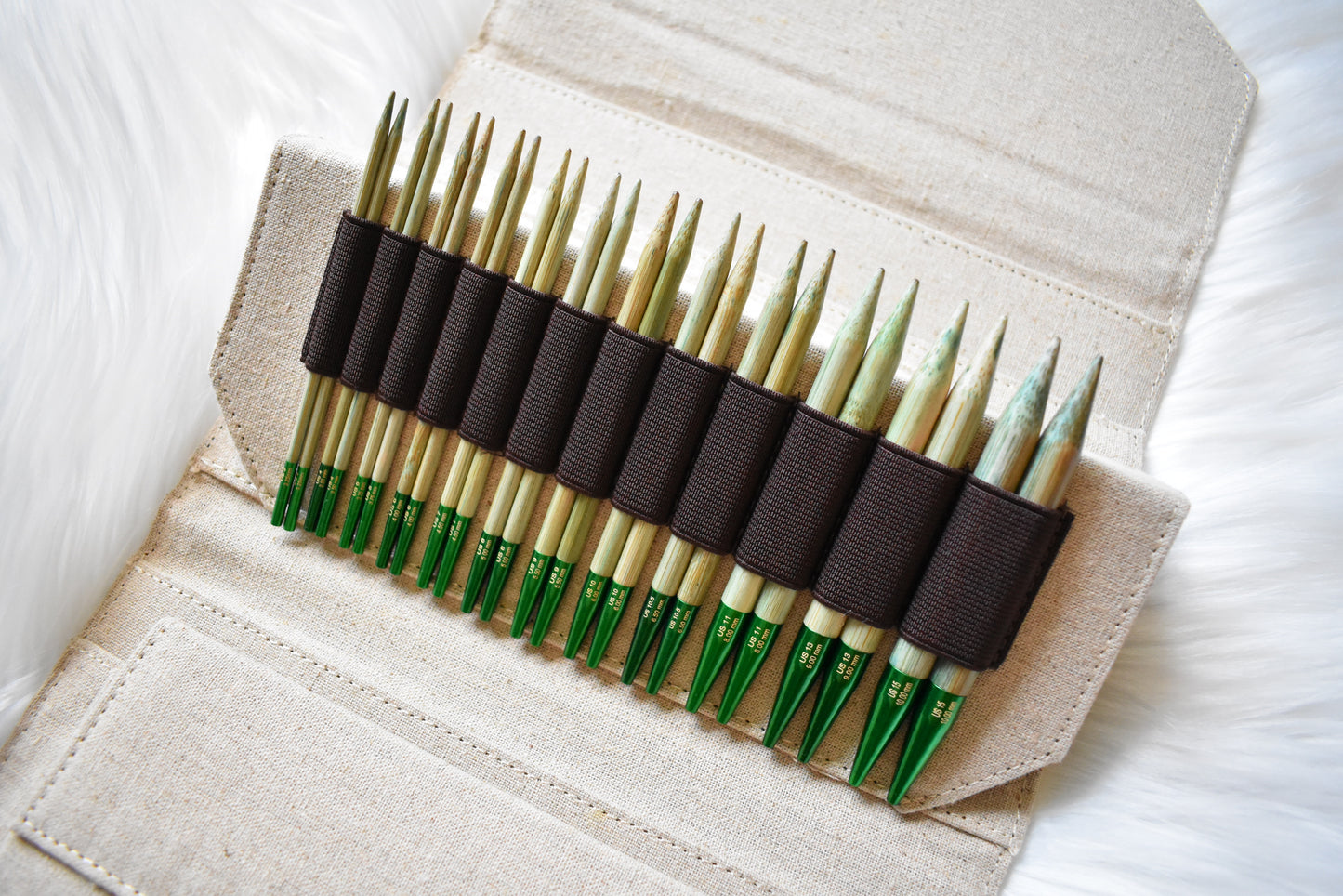 Lykke Knitting Needles | 5" Interchangeable Needles Set | GROVE in Beige Jute Case