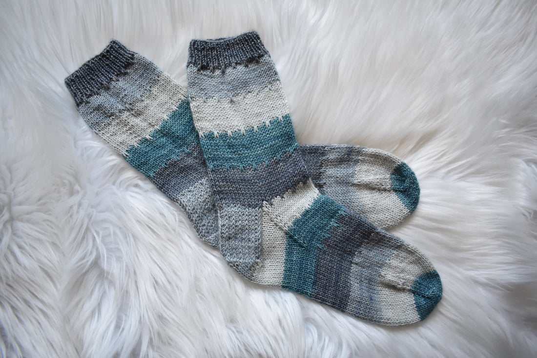 Road Trip Socks Knitting Pattern | Fingering Weight Socks | Picot Hem | Self-Striping