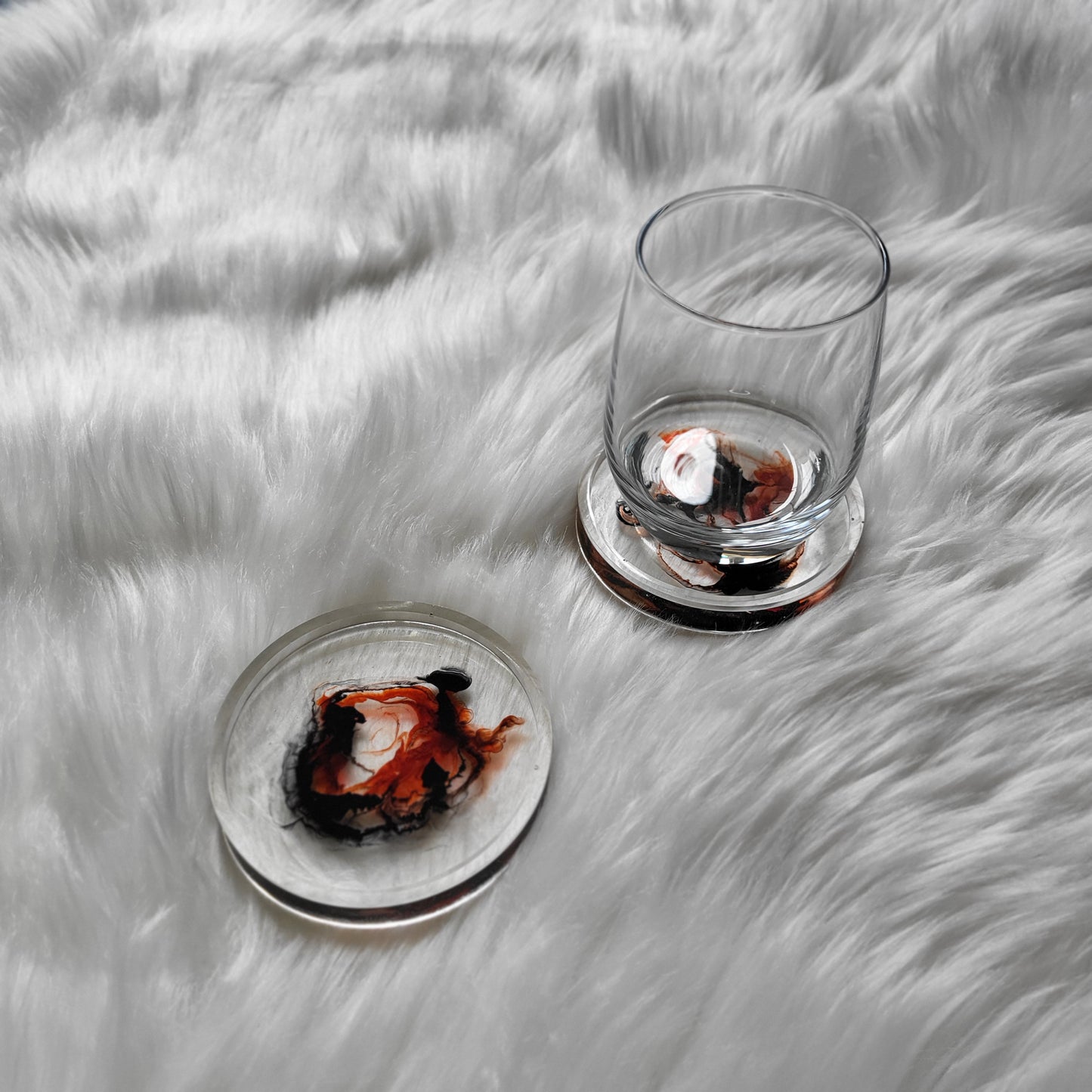 Swirl Coasters | Set of 2 Orange & Black