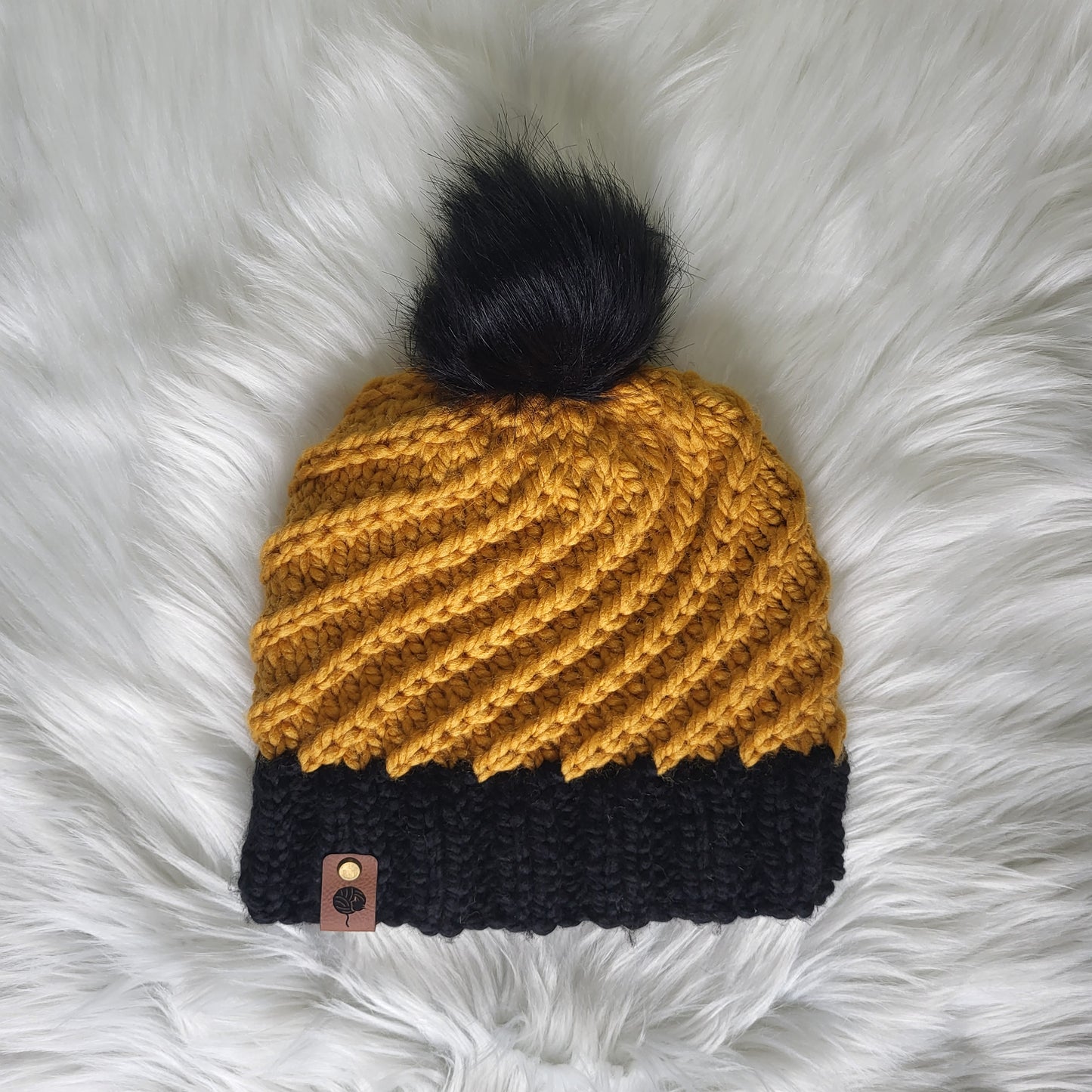 Handmade Knit Wool Beanie | Swirlpool Beanie | Pittsburgh Yellow & Black