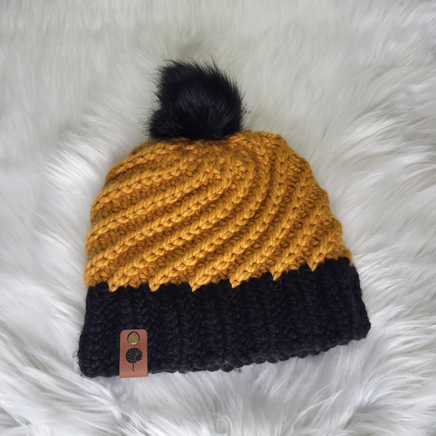 Handmade Knit Wool Beanie | Swirlpool Beanie | Pittsburgh Yellow & Black