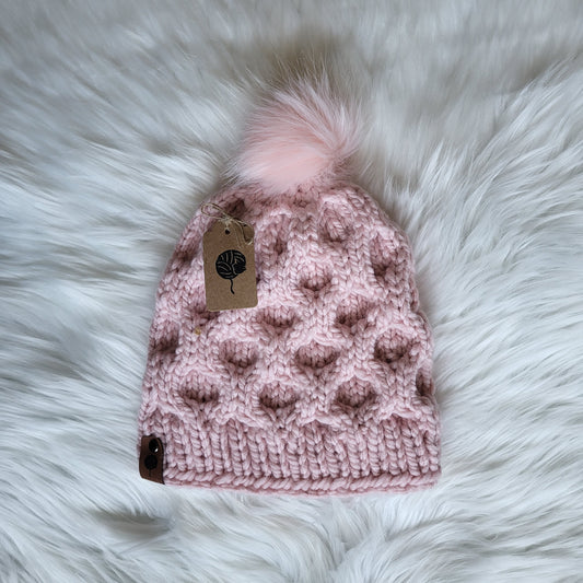 Handmade Knit Wool Beanie | Pink | Ambrosia