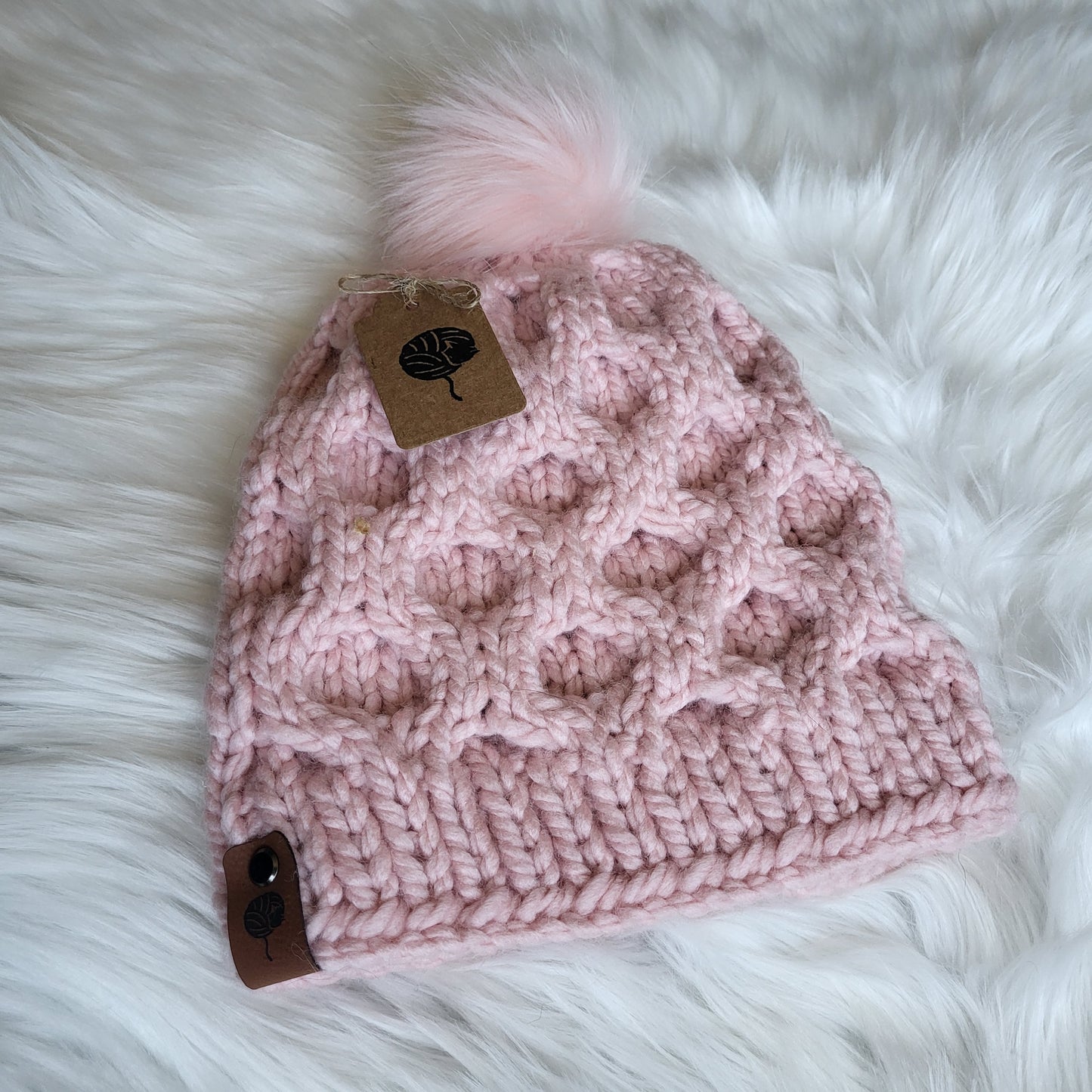 Handmade Knit Wool Beanie | Pink | Ambrosia