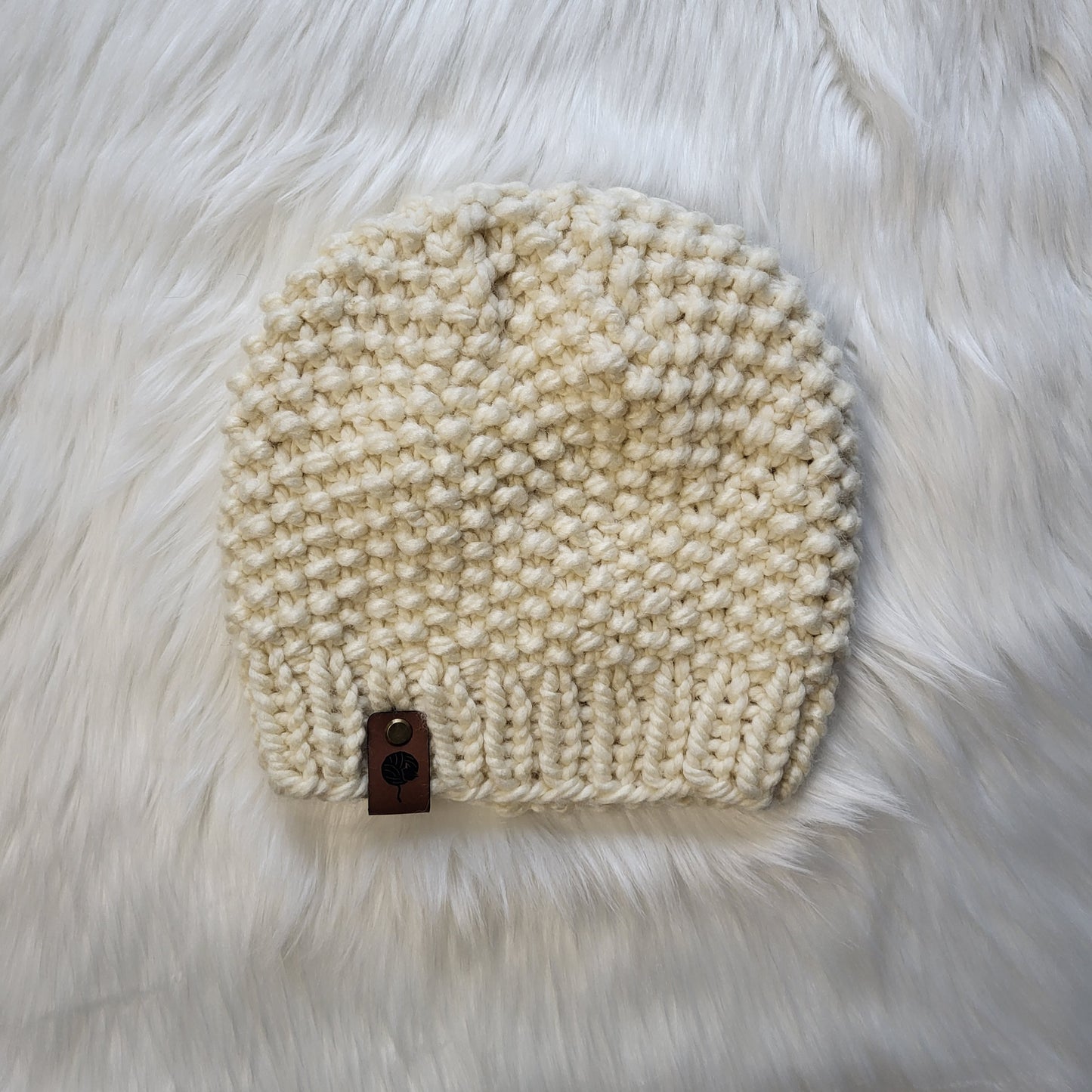 Handmade Knit Wool Beanie | White