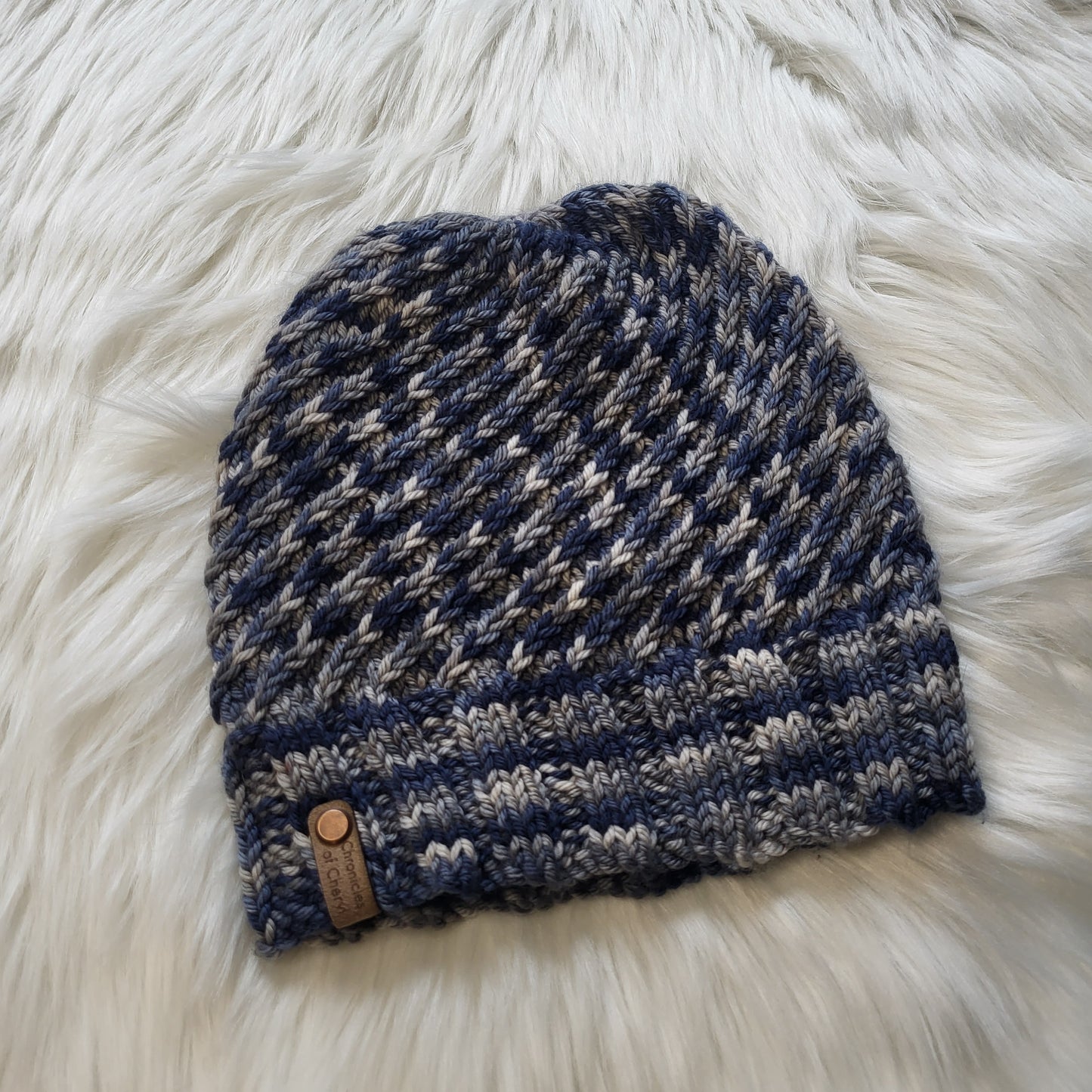 Handmade Knit Wool Beanie | Swirlpool | Denim Dreams