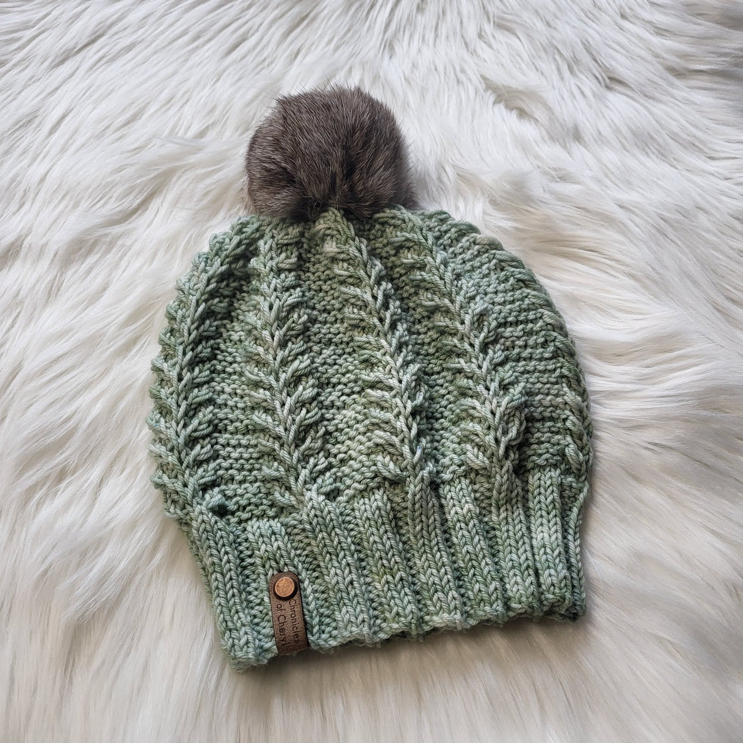 Handmade Knit Wool Beanie | Begin Again | Repurposed Rabbit PomPom