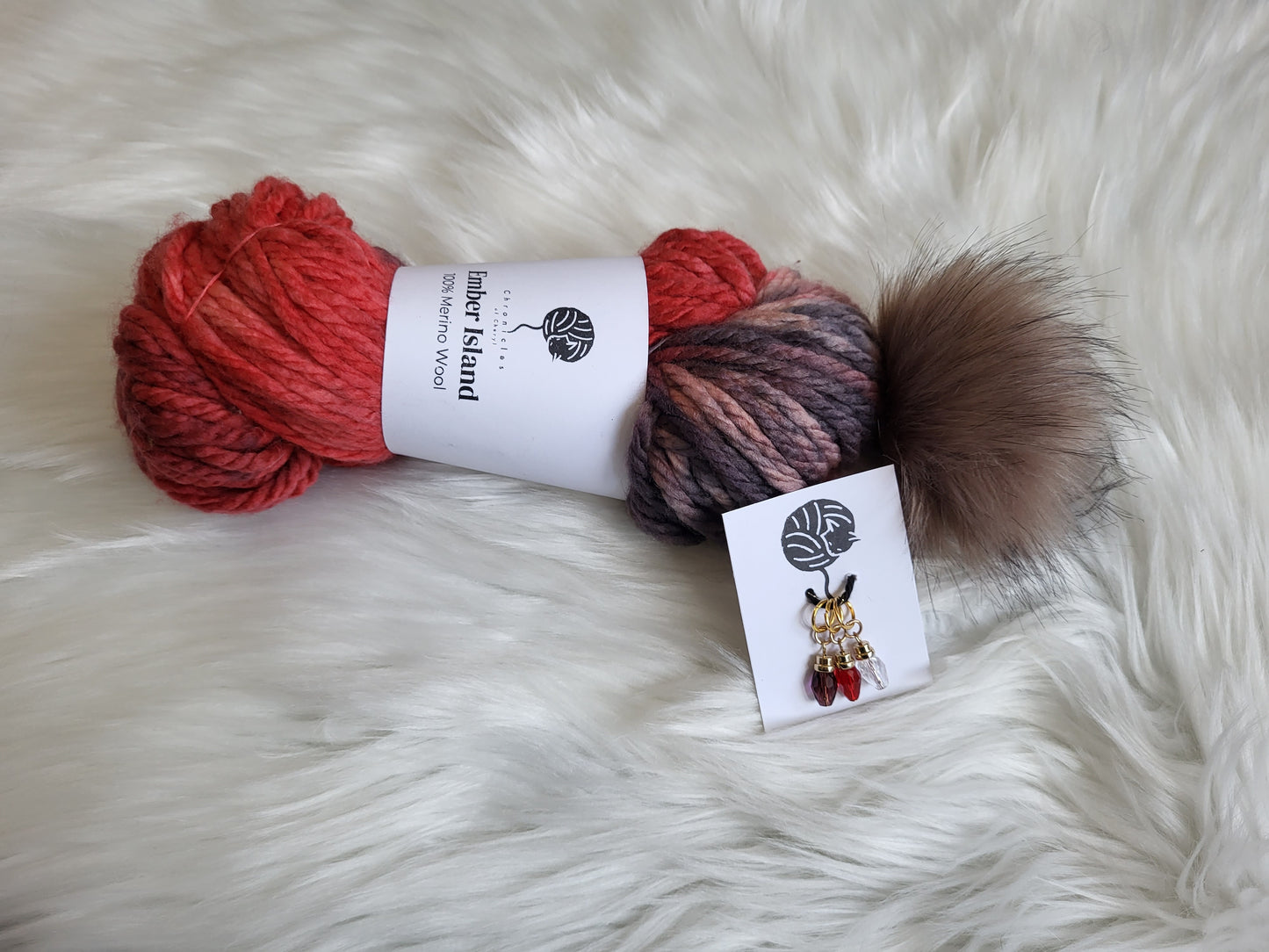 Ember Island | Swirlpool Beanie Knitting Kit with Stitch Markers | Three-Ply Super Bulky Yarn