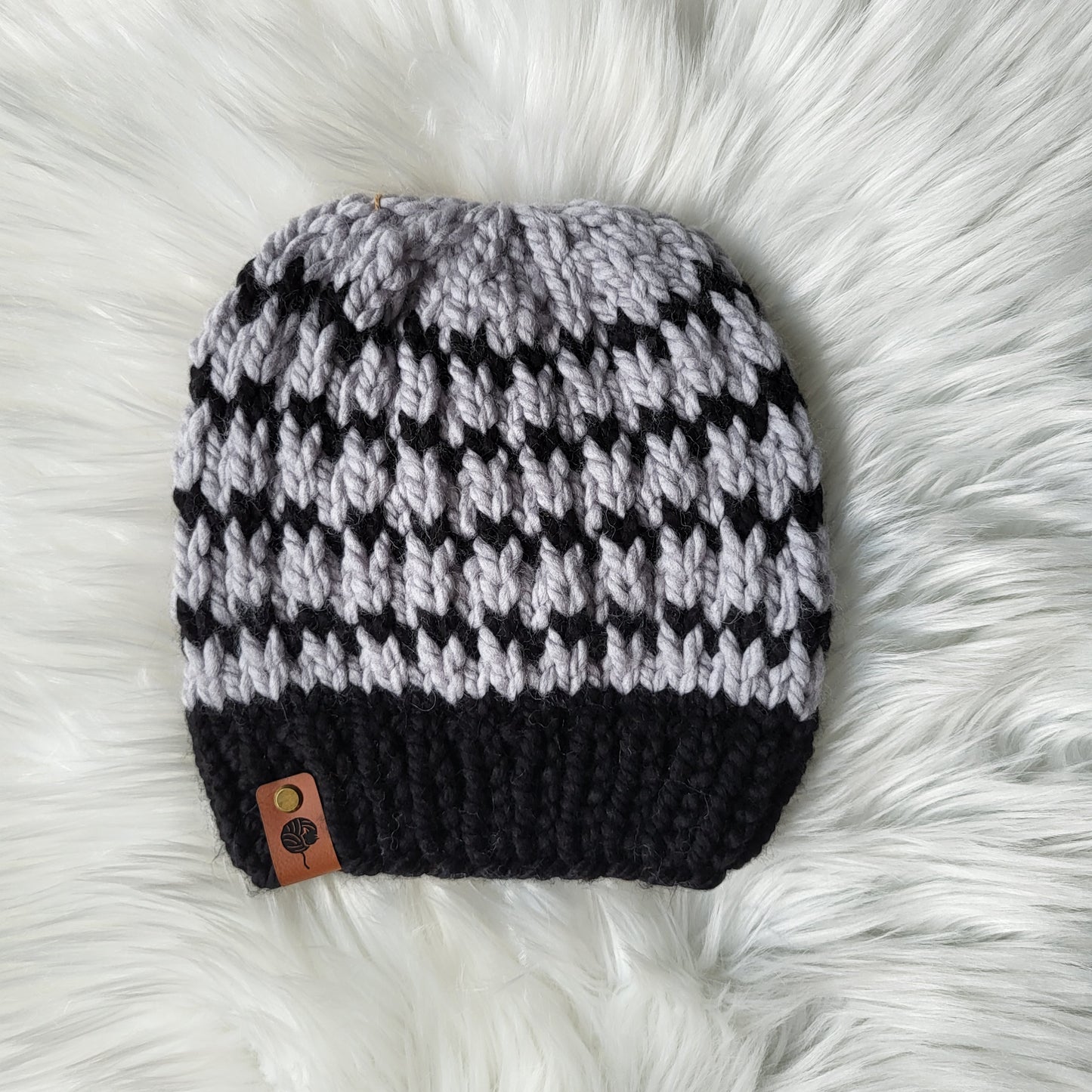 Handmade Knit Wool Beanie | Twinkling Lights Beanie | Grey