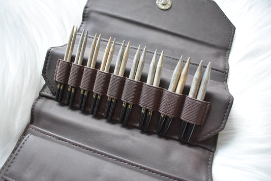 Lykke Knitting Needles | 3.5" Interchangeable Needles Set | DRIFTWOOD In Cacao Denim Case