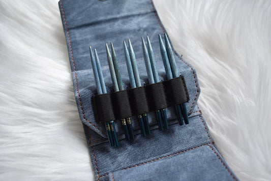 Lykke Knitting Needles | 3.5" Interchangeable Needles Starter Set | INDIGO in Azure Denim Case