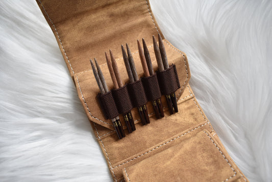 Lykke Knitting Needles | 3.5" Interchangeable Needles Starter Set | UMBER in Denim Case