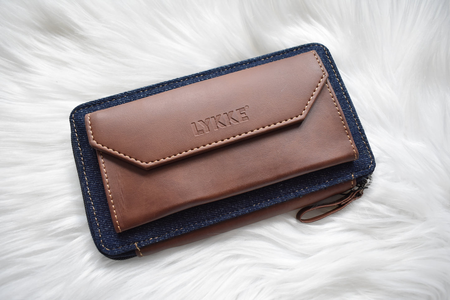 Lykke Knitting Needles Case | Oxford Zipper | Small Vegan Leather and Denim Case