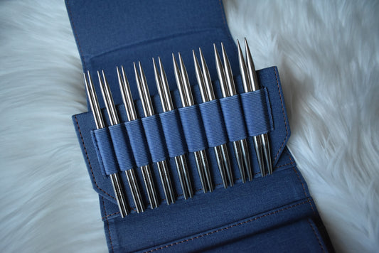 Lykke Knitting Needles | 5" Interchangeable Needles Set | FLIGHT in Denim Canvas Case