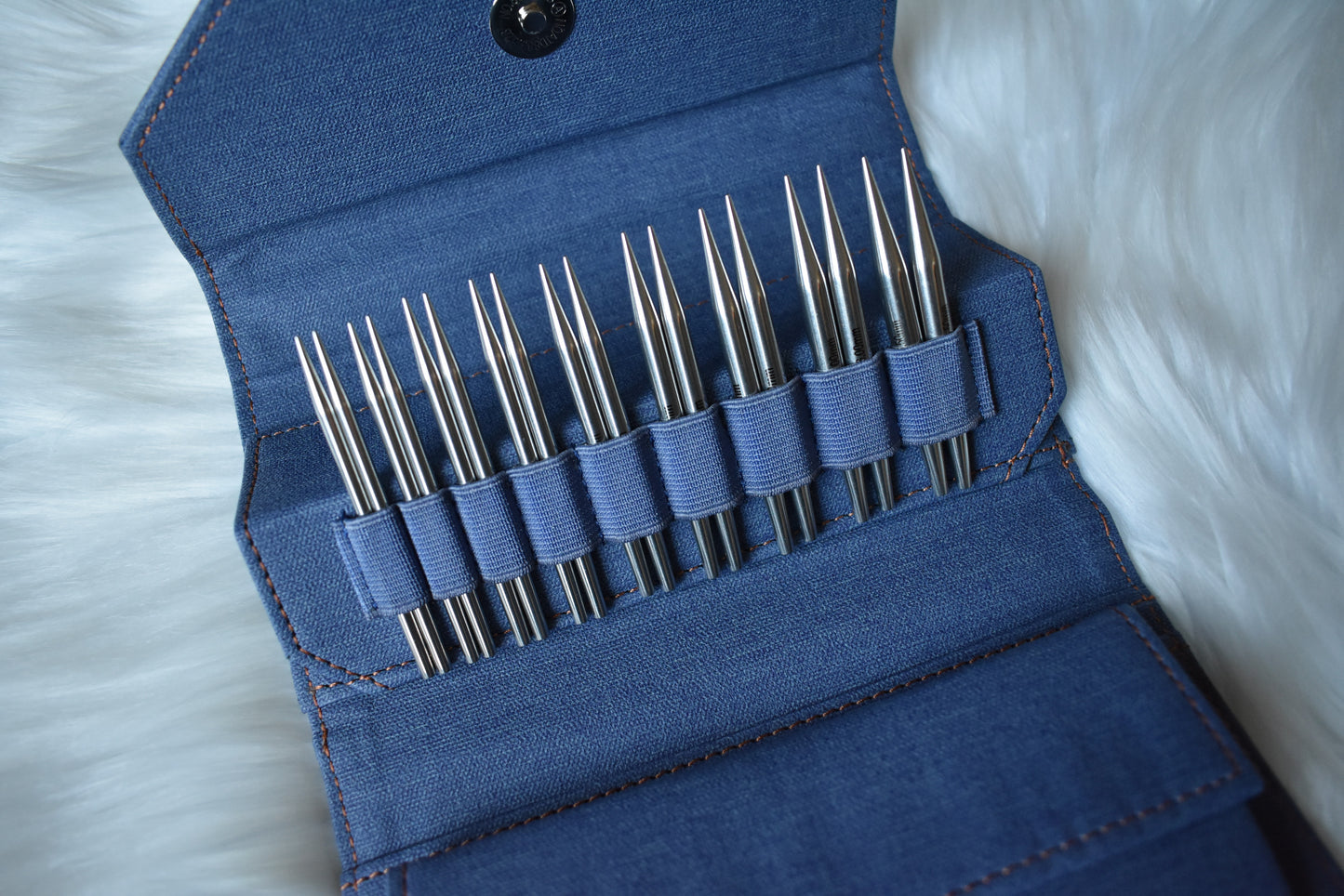 Lykke Knitting Needles | 3.5" Interchangeable Needles Set | FLIGHT in Denim Canvas Case