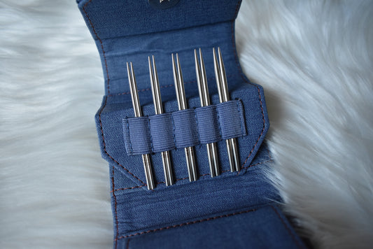 Lykke Knitting Needles | 3.5" Interchangeable Needles Mini Set | FLIGHT in Denim Canvas Case